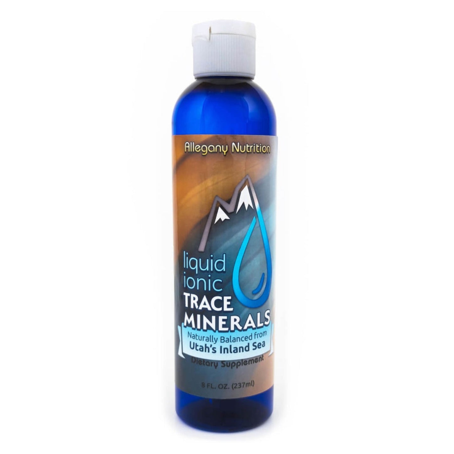 Bottle of Allegany Nutrition liquid Ionic Trace Minerals on a white background