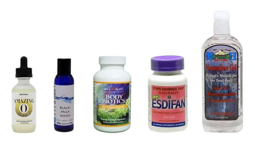 Supplements for Travel Stamina including Amazing O, Black Mica Water, Body Biotics, Esdifan, and moisturizers.