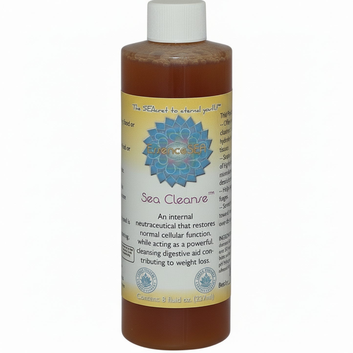 Bottle of Sea Cleanse with a white cap on a white background