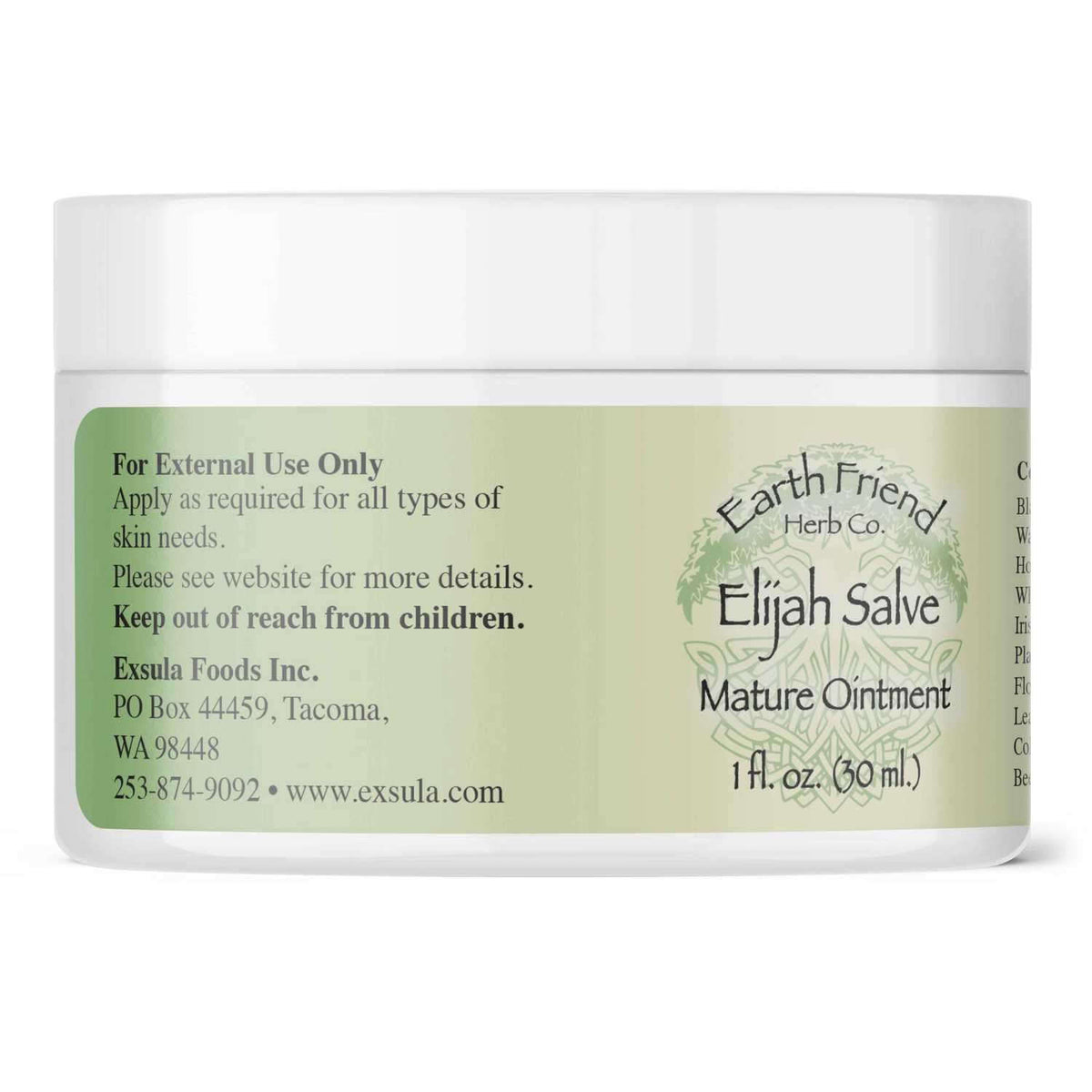 Elijah Salve - Bioavailable Topical Skin Nourishment in a jar from Earth Friend Herb Co 1 oz (30 ml) container.