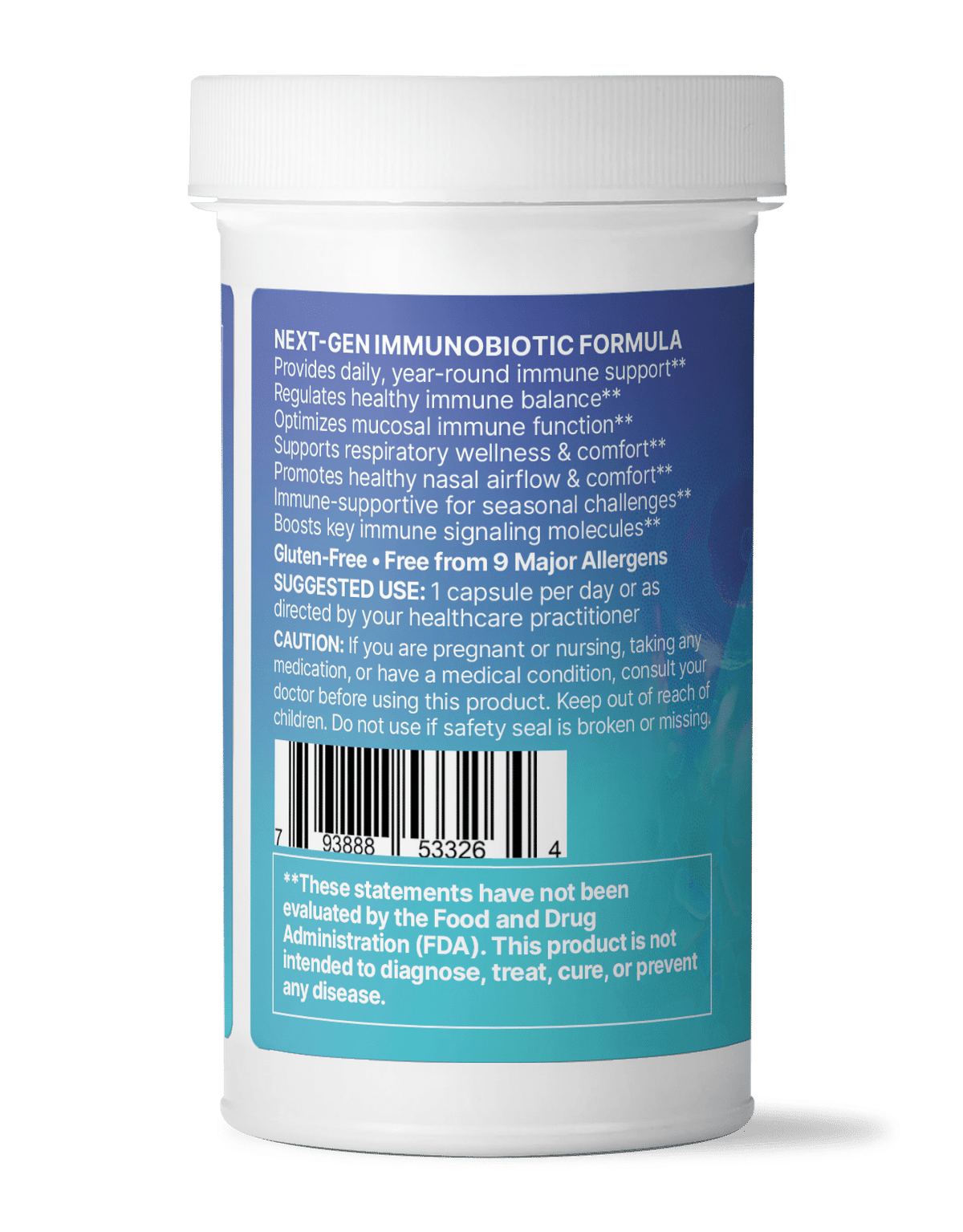 Container of EpicDefense Advanced Immune Support Formula, next-gen immunobiotic for year-round immune support.