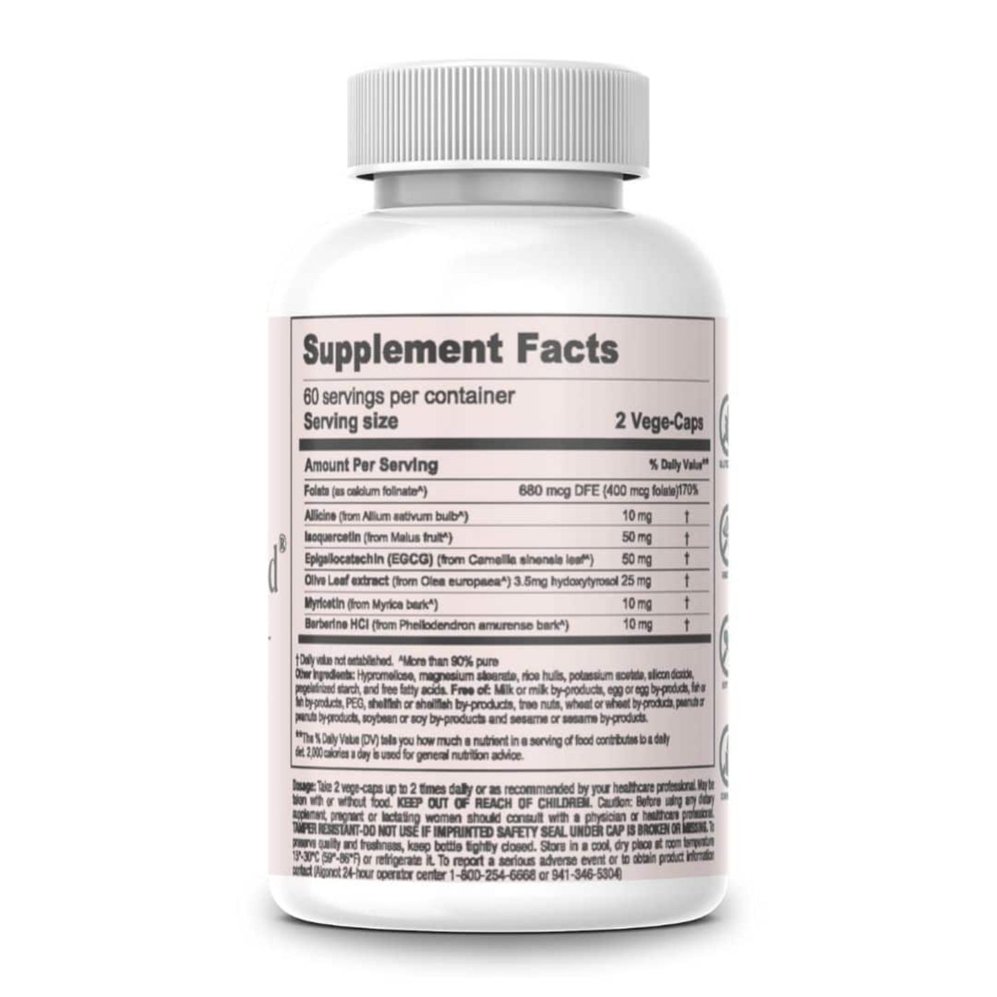 Supplement bottle with label showing 'Supplement Facts' on a white background