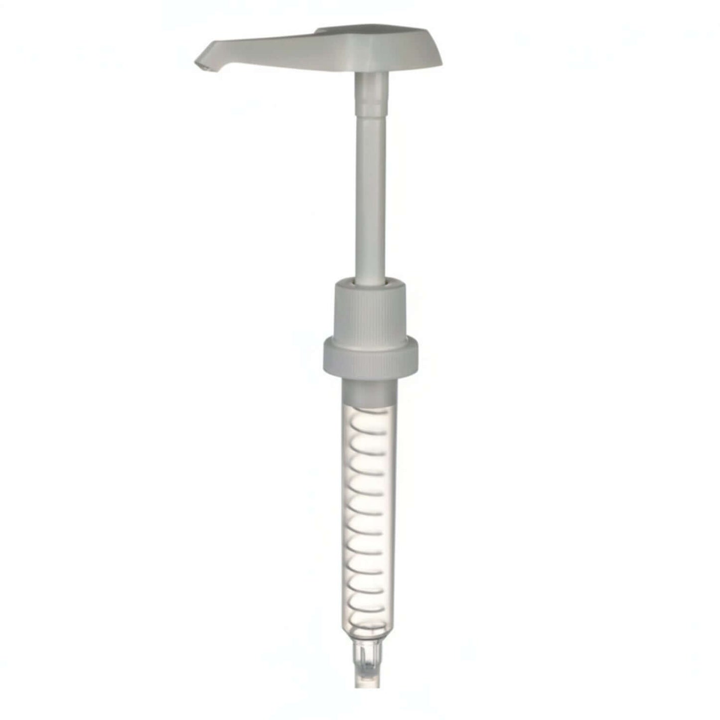 White syringe with a plunger on a white background