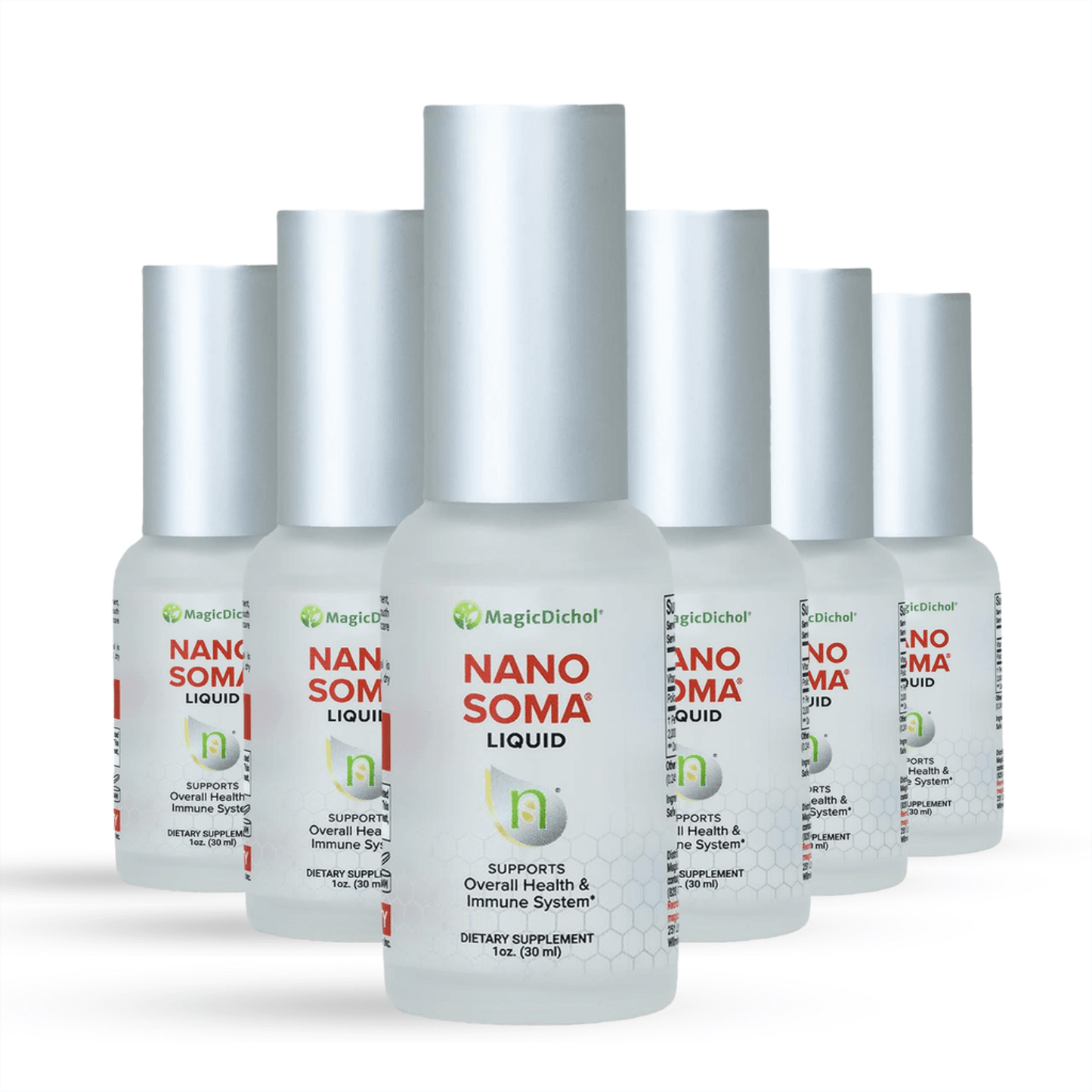 Bundle of Nano Soma 6 Pack - Nutritional Nutraceutical Supplement bottles, supports overall health and immune system.