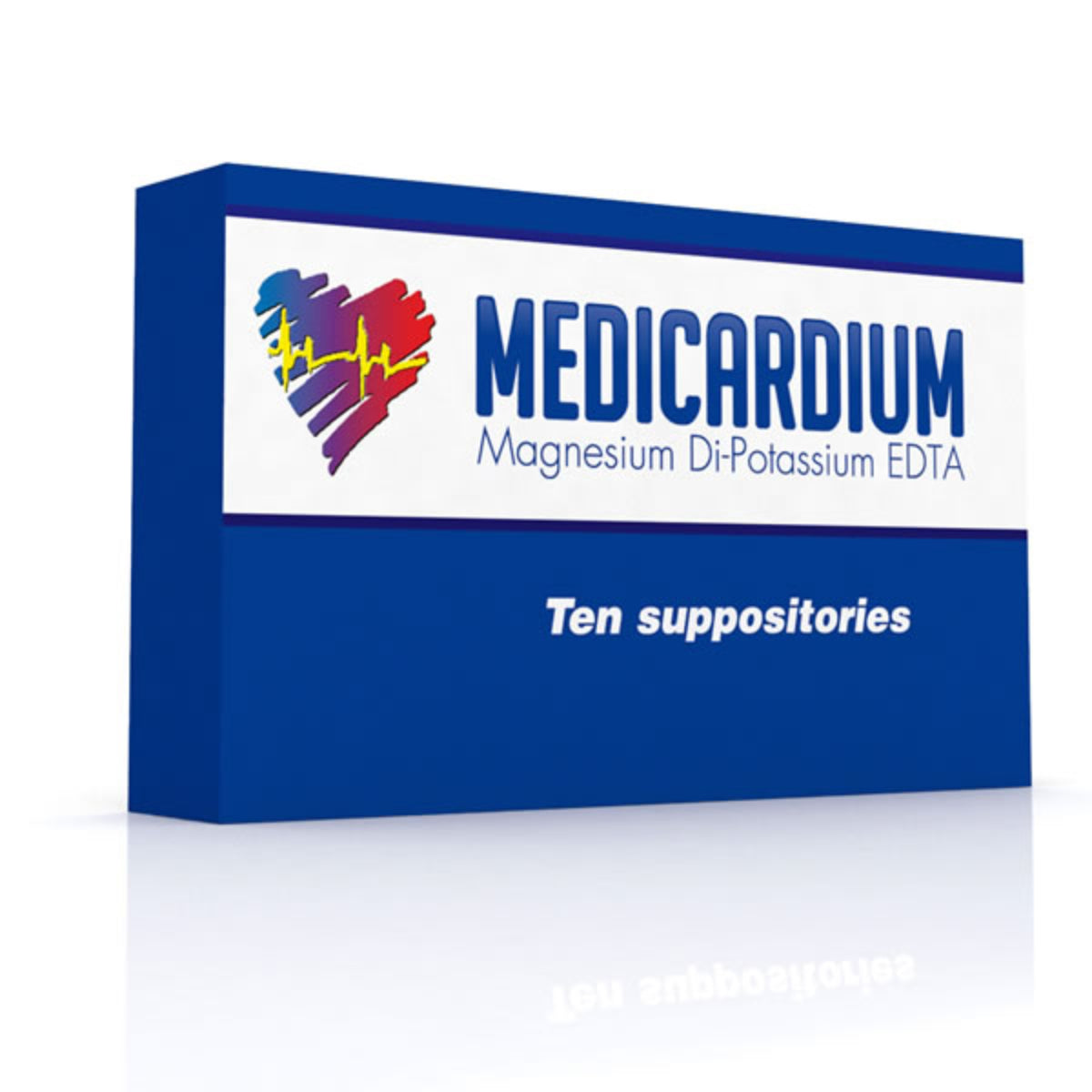 Medicardium for EDTA Chelation and Cardiovascular Health supplement box with ten suppositories.