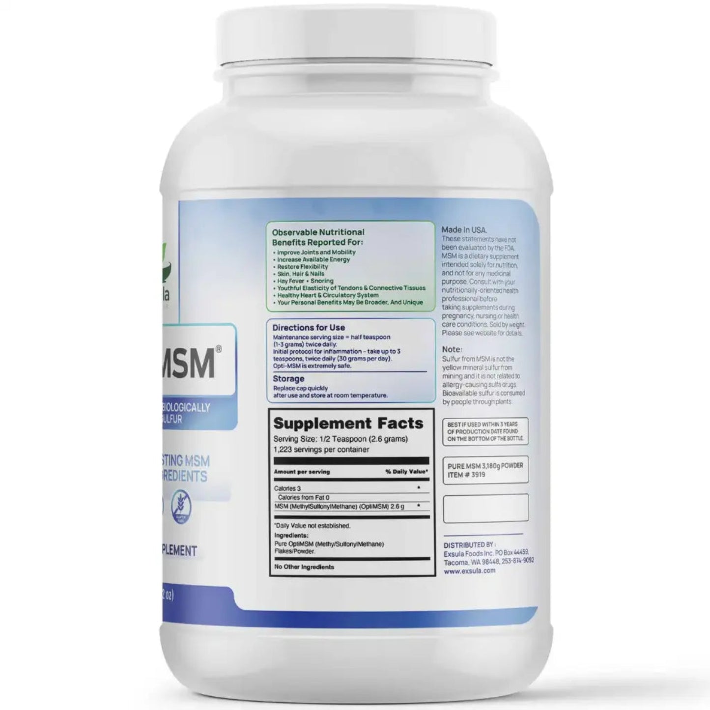 Supplement container with label on a white background