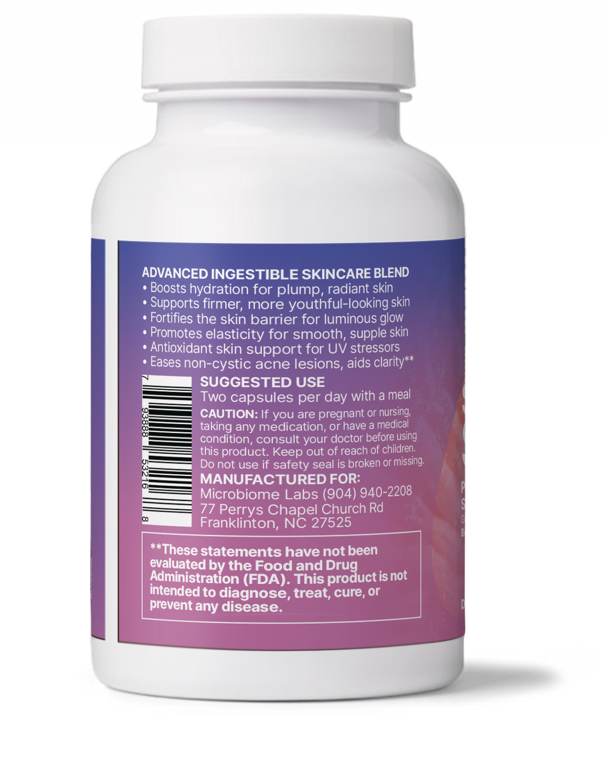 Serene Skin - Gut-Skin Axis Probiotics supplement bottle showcasing advanced ingestible skincare benefits.