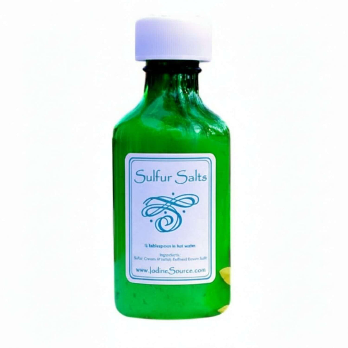 Bottle of Sulfur Salts, an Ionic Mineral Complex for electrolyte balance and systemic harmony.