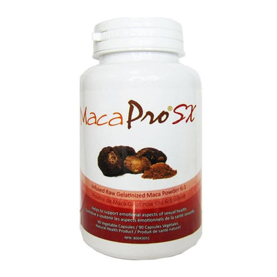 Maca Pro SX supplement bottle on a white background