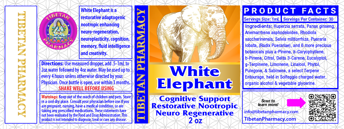 White Elephant - Plant Based Brain Body Botanical Matrix, 2 oz, Cognitive Support, Restorative Nootropic by Tibetan Pharmacy.