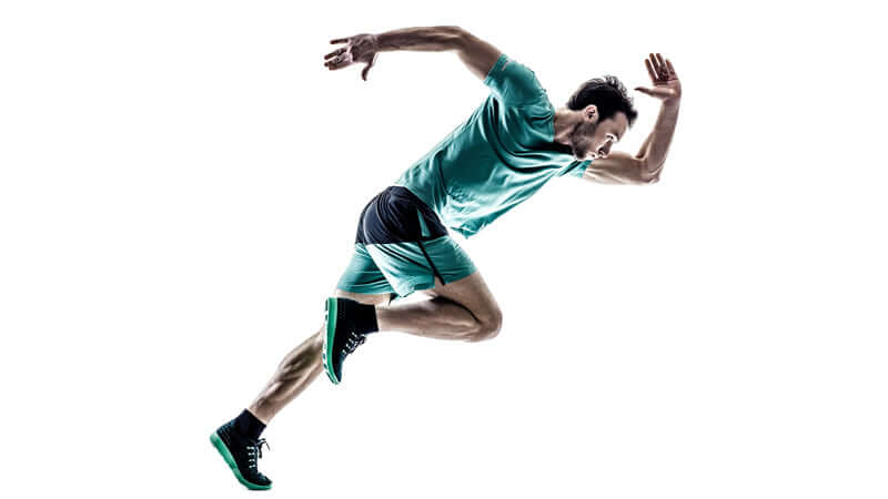 Athlete sprinting with energy, showcasing power, linked to Drucker Labs Fulvic Acid and Intracellular Energy.