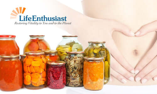 Variety of fermented foods in jars to promote gut health and wellness, featuring Fermented Foods.