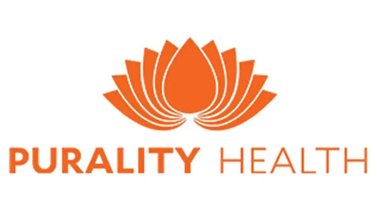 Logo of Purality Health featuring an elegant lotus design in orange color.