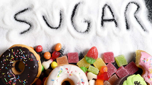 Sugar Can Ruin Your Health 108 Ways - visual of sugar, donuts, and candies spelling sugar.