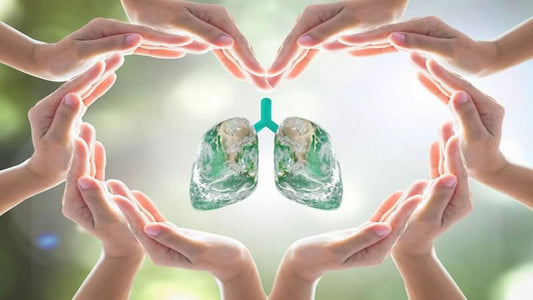 How Clean is YOUR Indoor Air: Hands forming a heart shape around lungs symbolizing clean indoor air.
