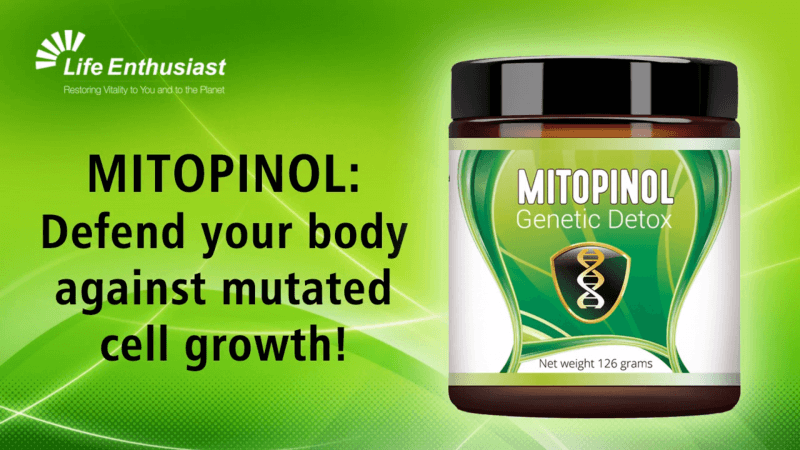 MITOPINOL supplement for defending the body against mutated cell growth and promoting genetic detox.