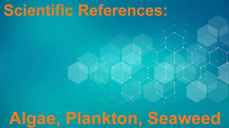 Scientific References Algae Plankton Seaweed graphic image highlighting marine science topics