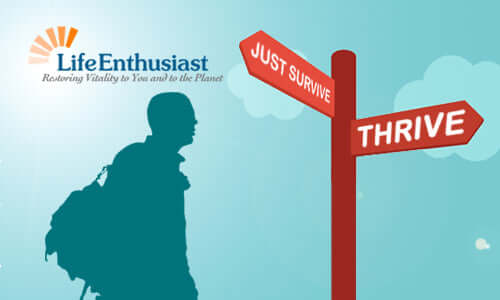 An individual at a crossroads with signs for "JUST SURVIVE" and "THRIVE" reflecting the theme of Health and Its Absence.