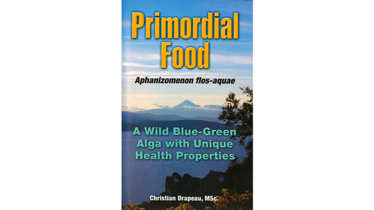 Book Primordial Food cover featuring Aphanizomenon flos-aquae and highlighting its unique health properties.