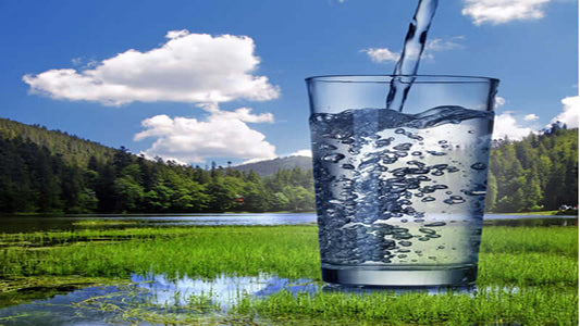 Energized Water Explained in a refreshing glass with a scenic natural background.