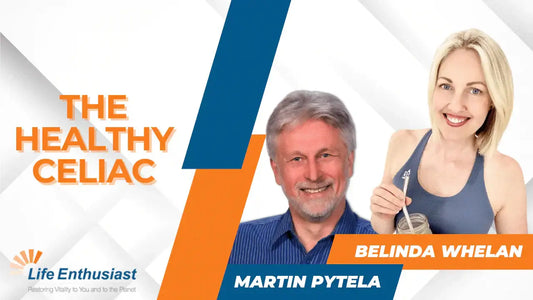 Podcast image featuring Belinda Whelan and Martin Pytela discussing Healthy Celiac Coach.