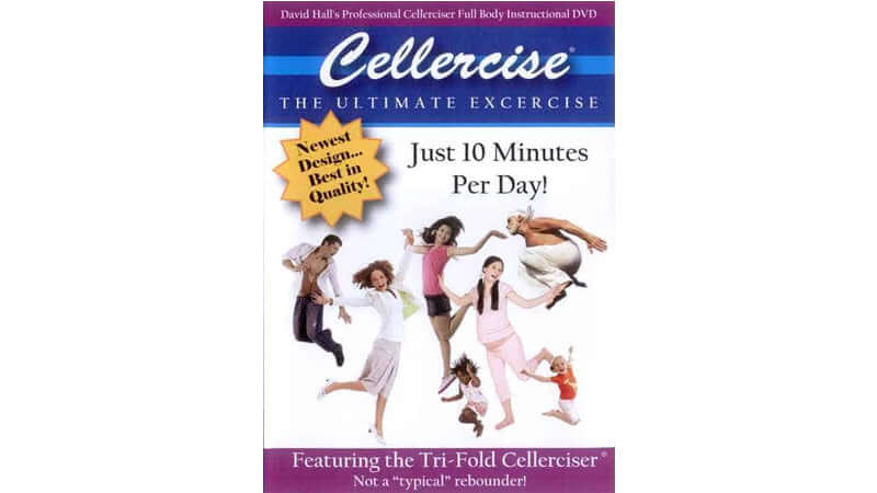 Cellerciser Workout DVD cover showcasing various exercises and benefits of just 10 minutes per day.