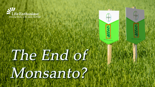 Image depicting signs marking the end of Monsanto, related to the merger of Monsanto with Bayer.