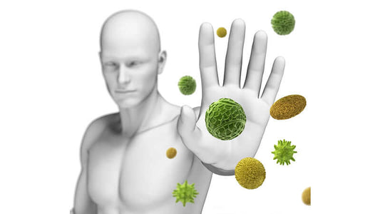 Illustration of a person with an open hand, representing SBOs and Immune System interaction with microbes.