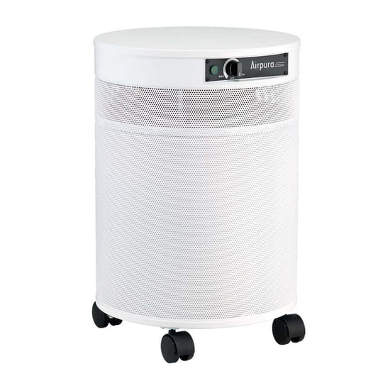 Airpura Mold Clean Up After a Flood air purifier in white with wheels, designed for effective mold removal