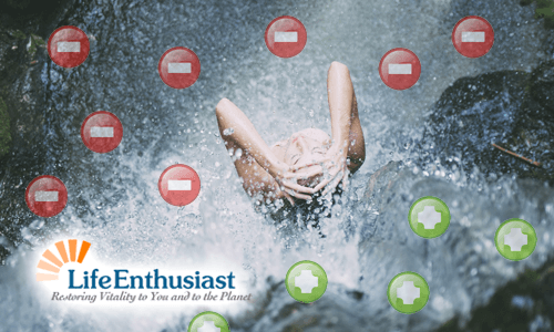 Person enjoying nature, surrounded by negative ions in a refreshing waterfall.