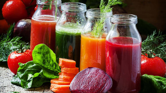 Exsula Delivers Exceptional Nutrients in vibrant juice bottles featuring fresh vegetables and herbs.