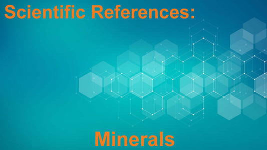 Scientific References Minerals graphic with a background of hexagonal shapes in blue tones.