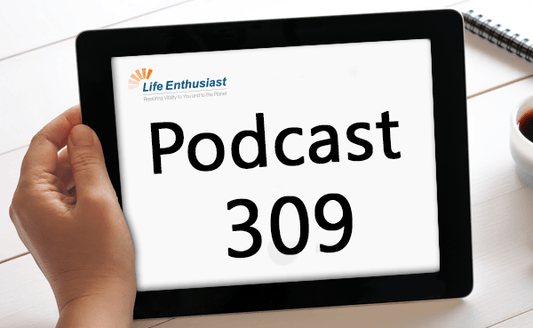 Podcast 309 episode discussing The Industrial Food Catastrophe on a tablet screen.