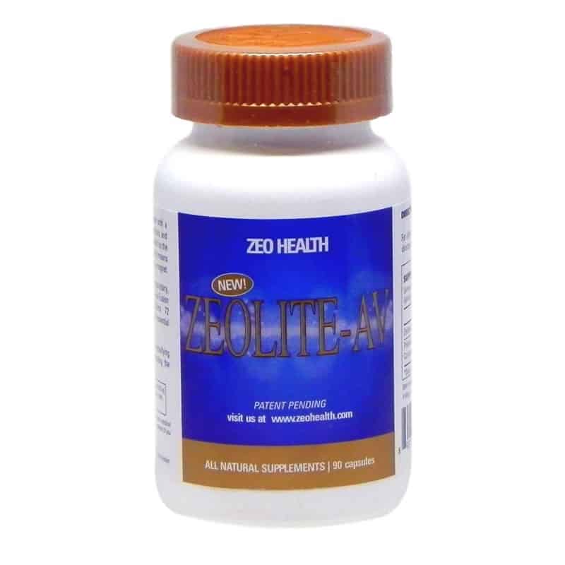 A bottle of Zeolite-AV, exploring the antiviral properties of Clinoptilolite (Zeolite) supplement.