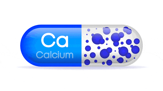 Image of a blue capsule labeled Ca and Calcium, representing Calcium Basics in health and nutrition.