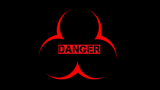 Currently at Fukushima: warning symbol indicating danger related to radiation.