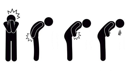 Illustration depicting various digestive system issues including pain and discomfort.