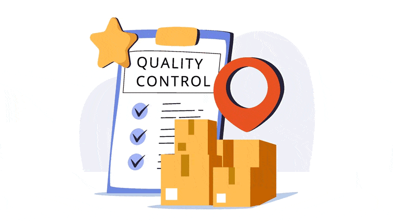 Illustration of a quality control checklist with packages, symbolizing the review process related to Magnesium Certificate of Analysis.