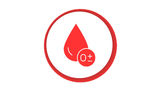 Icon representing Nutrition For Blood Type O with a blood droplet and blood type symbol.