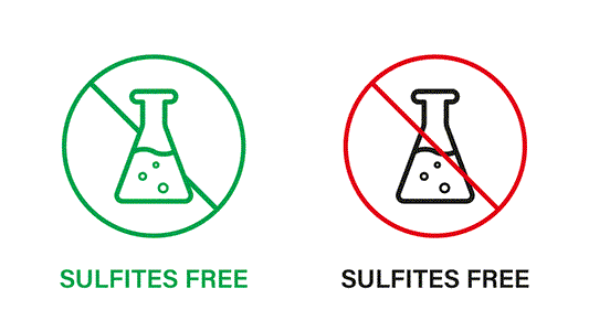 Image showing "SULFITES FREE" symbols, indicating products for those sensitive to sulfites.