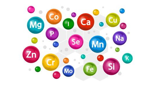Colorful representation of trace minerals, illustrating how Trace Minerals Produce a Major Effect.