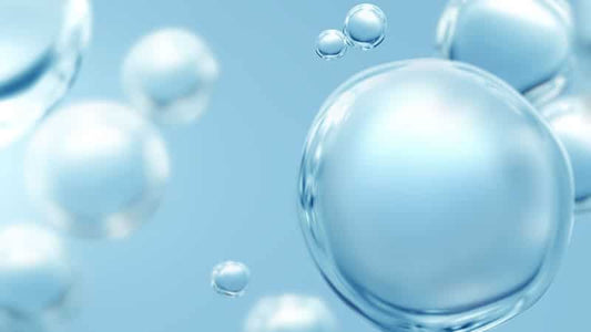Water Energy Observations with floating blue water bubbles on a soft background.