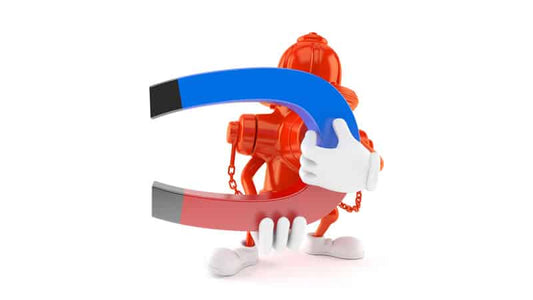 Water Magnetization concept featuring a cartoon character holding a large magnet.