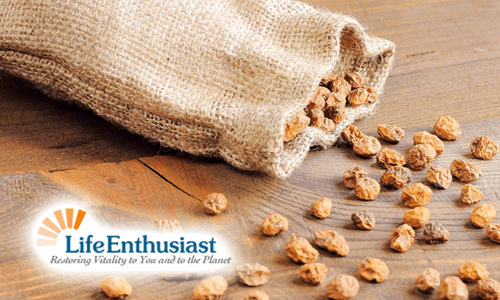 A burlap sack spilling tigernuts onto a wooden surface, showcasing the nutrient-rich superfood.