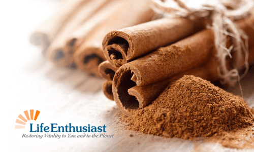 Close-up of cinnamon sticks and ground cinnamon, highlighting the rich texture and aroma of Cinnamon.