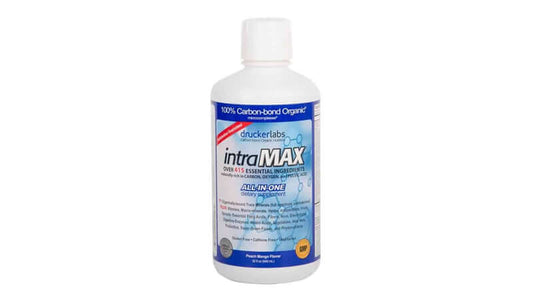 Drucker Labs intraMAX Studies supplement bottle with essential ingredients for health.