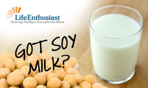 Soy is Full of Anti-Nutrients image showing a glass of soy milk and soybeans.