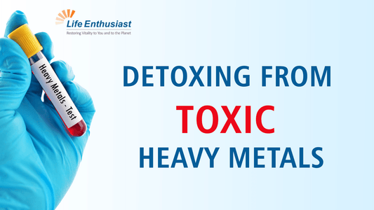 Detoxing from toxic heavy metals image showing a blood test vial for analysis.