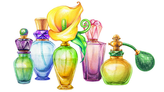Colorful bottles of aromatherapy carrier oils surrounded by a yellow flower.