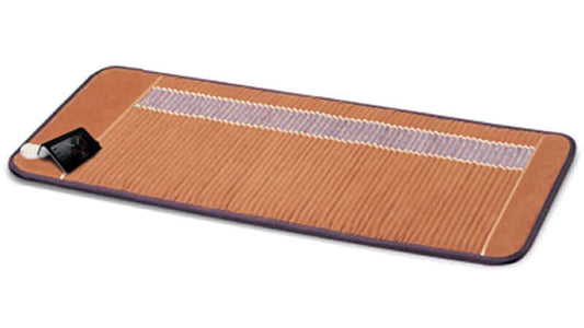 A view of a Bio-Mat showing its surface design and heat control features for wellness.